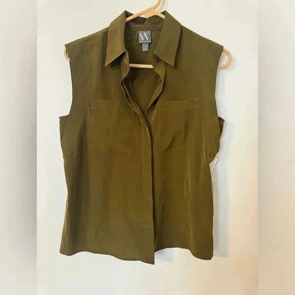 Worthington Olive Green Button up top | Size XS - Picture 1 of 7